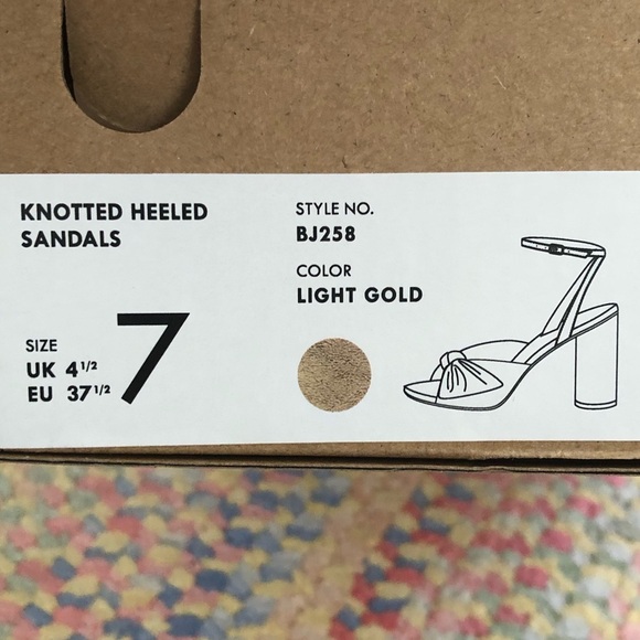 NIB Light Gold Knotted Heeled Sandals - Picture 3 of 4